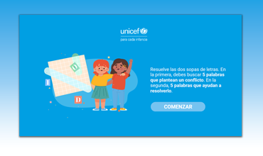 Sopa de letras sobre prevención de conflictos para educación primaria