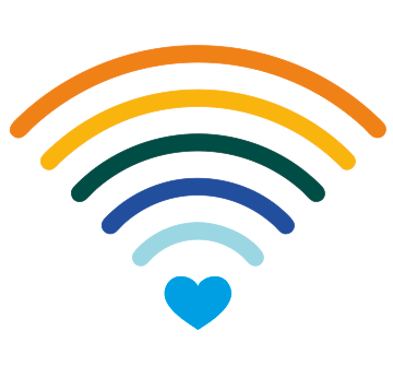 ¡Enciende tus derechos digitales! Símbolo de wifi de colores con un corazón