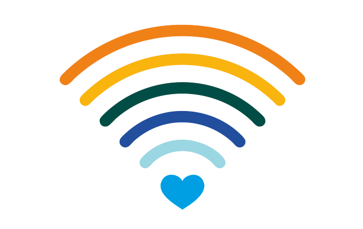 ¡Enciende tus derechos digitales! Símbolo de wifi de colores con un corazón