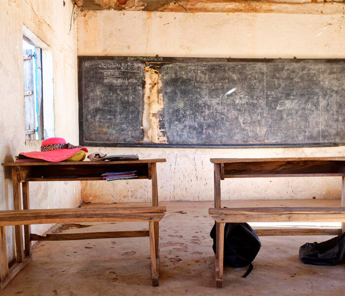 Feliz verano Un aula vacía en una escuela de Madagascar