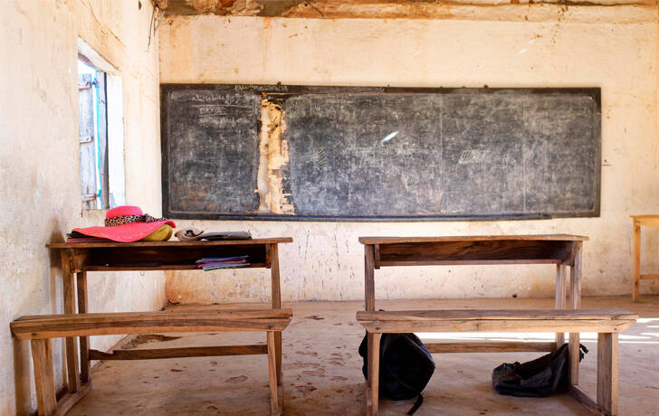 Feliz verano Un aula vacía en una escuela de Madagascar