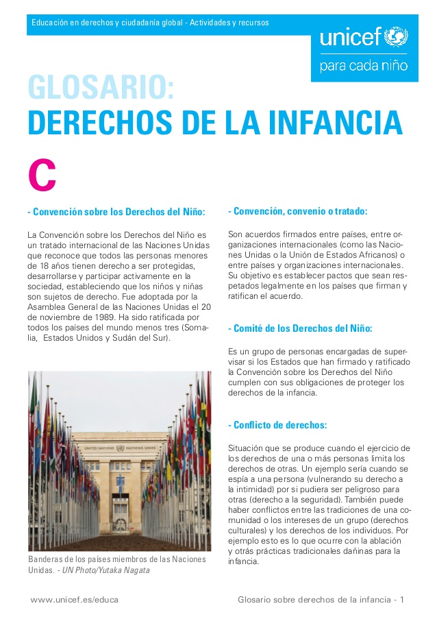 Glosario: Los derechos de la infancia  UNICEF